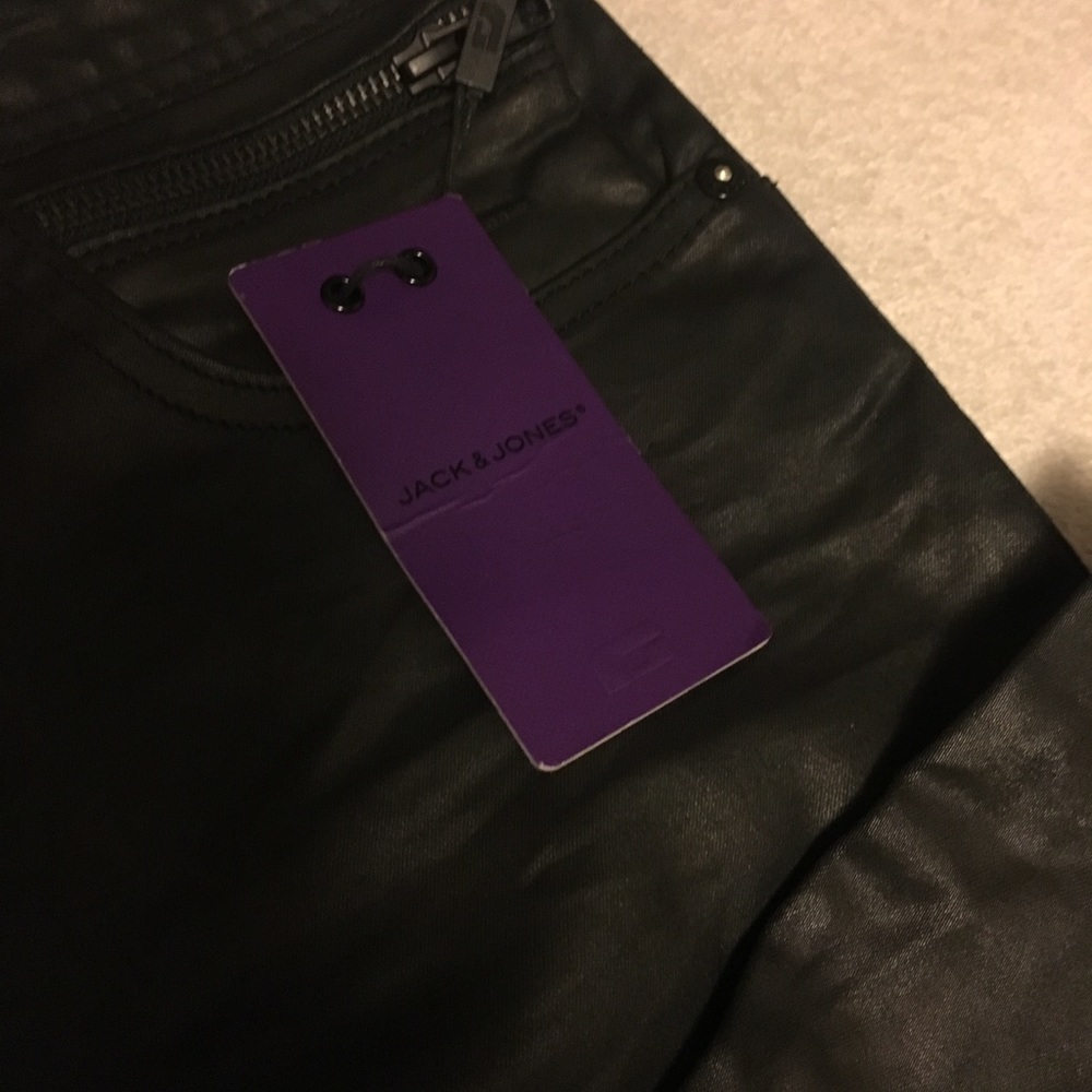 Jack & Jones Boys Black Skinny Jeans Purple Label Coated Cotton 28x29 - Picture 9 of 11